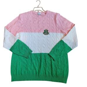 AKA Alpha Kappa Alpha Sorority Sweater Pink White Green Sz XXL